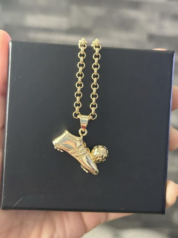 Premium Gold-Filled Football Boot Necklace on Luxury 4mm Belcher Chain - Image 2