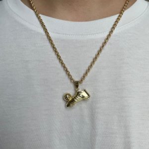 Premium Gold-Filled Football Boot Necklace on Luxury 4mm Belcher Chain