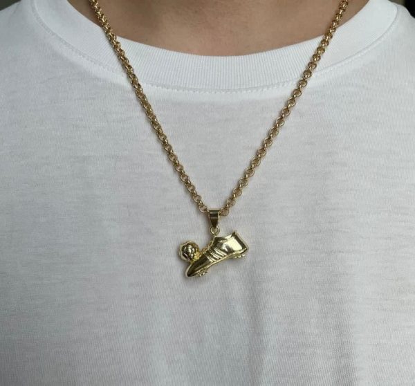 Premium Gold-Filled Football Boot Necklace on Luxury 4mm Belcher Chain