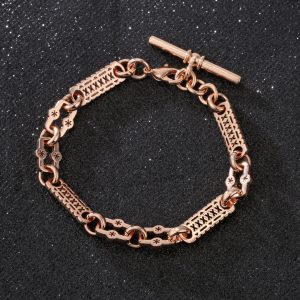 Rose Gold Stars and Bars T-Bar Bracelet