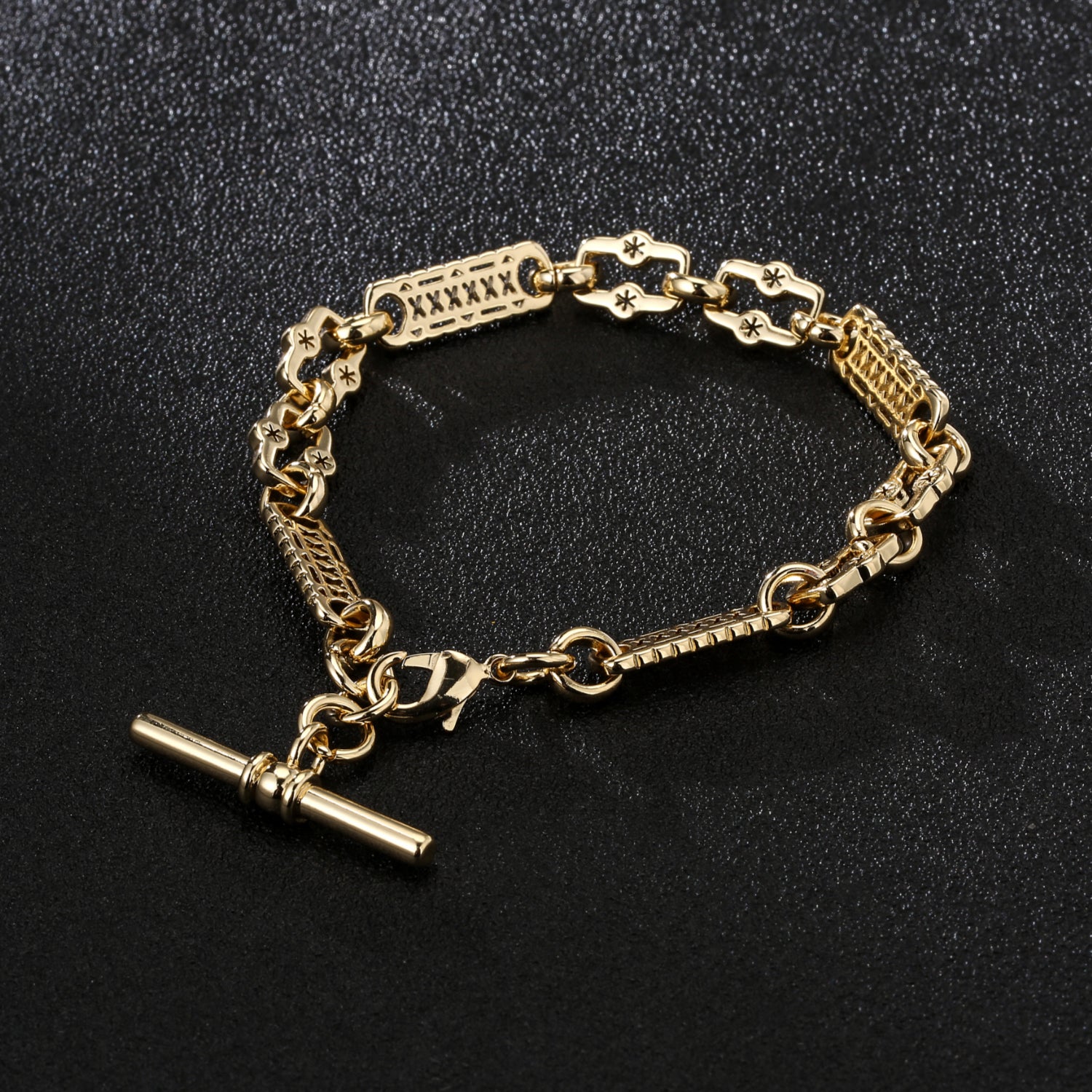 Gold Stars and Bars T-Bar Bracelet