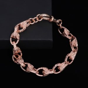 Rose Gold 10mm Tulip Bracelet with Luxury Albert Clasp