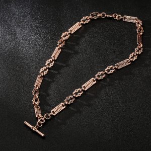 Rose Gold Stars and Bars T-Bar Chain Necklace