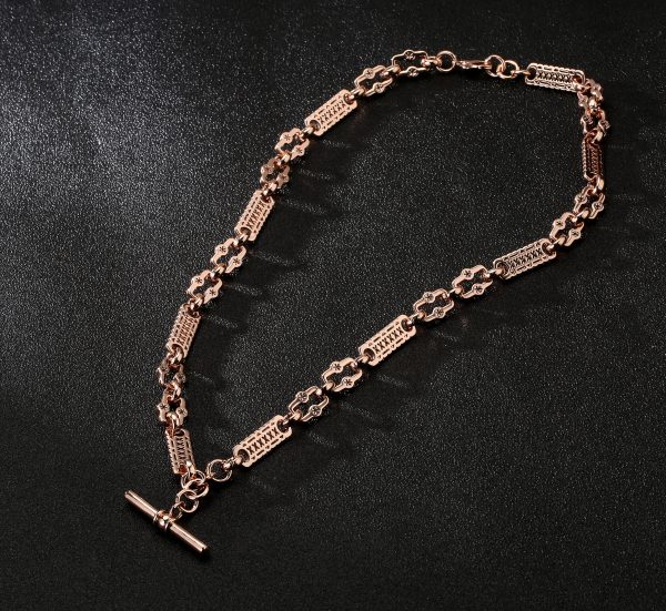 Rose Gold Stars and Bars T-Bar Chain Necklace
