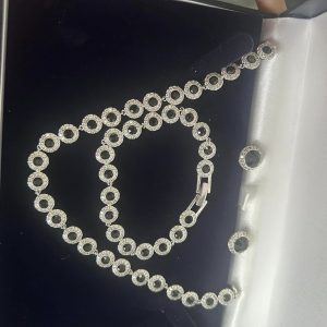 Black Stone Crystal Halo Tennis Set
