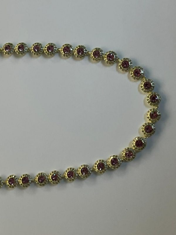 Gold and Pink Crystal Tennis -  Necklace only - Image 2