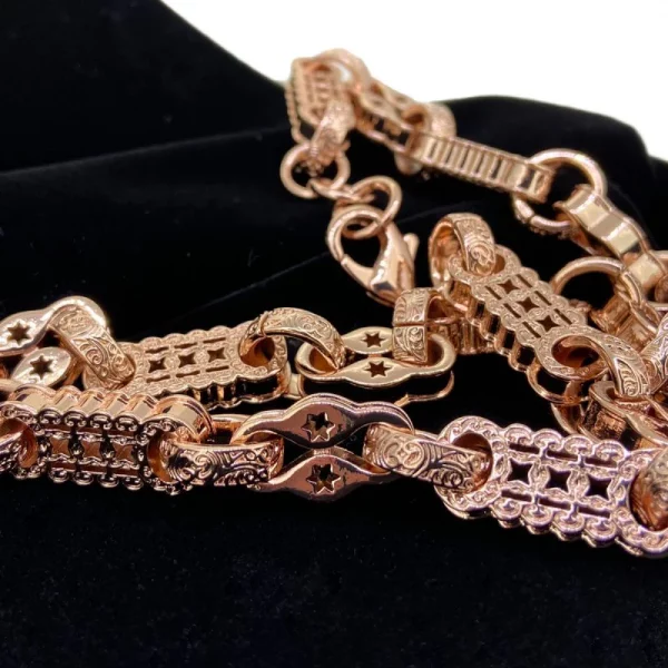 12mm Stars and Bars Premium Rose Chunky Necklace