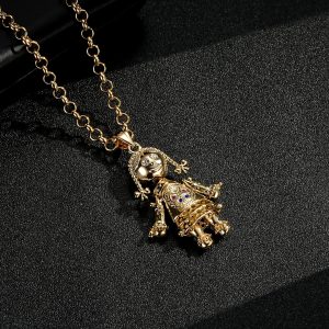 New Ragdoll Pendant with Colour Stones - 22 Inch 4mm Belcher Chain