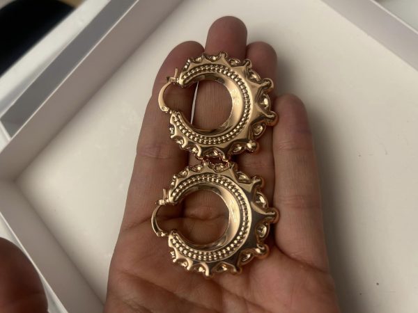 4cm Rose Gold Round Creole Earrings - Image 2