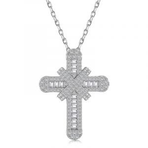 Sterling Silver Iced Out Cross Pendant