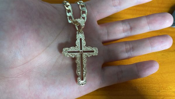 Premium Cross Pendant with 6mm Cuban Chain - Gold Filled - Image 2