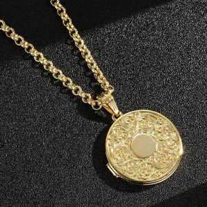 Premium Round Locket Pendant with Luxury 24-Inch Chain