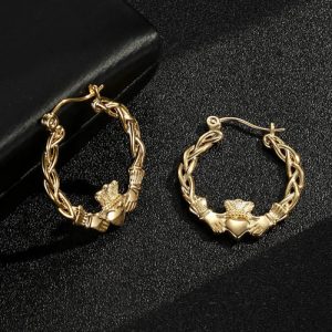 Premium 35mm Claddagh Hoop Earrings