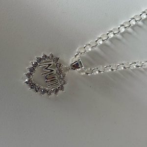 Mum pendant necklace - silver rhodium plated