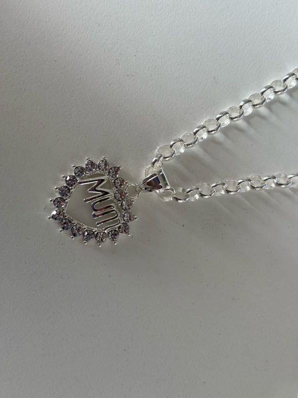 Mum pendant necklace - silver rhodium plated