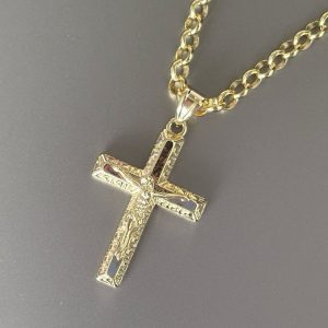 premium cross pendant and 5mm chain 9ct gold filled