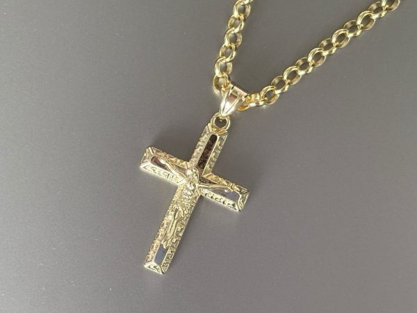 premium cross pendant and 5mm chain 9ct gold filled