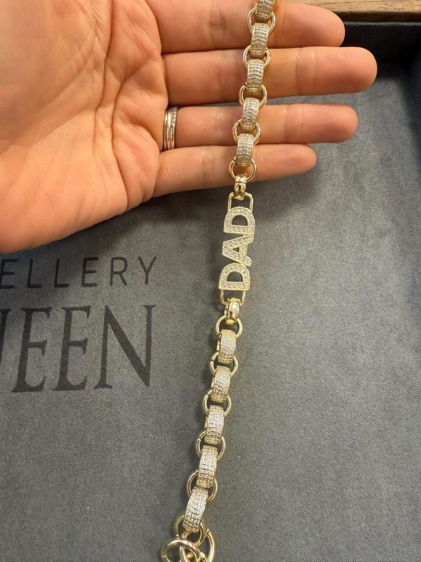 12mm iced out Dad bracelet - 9ct gold filled - Image 2