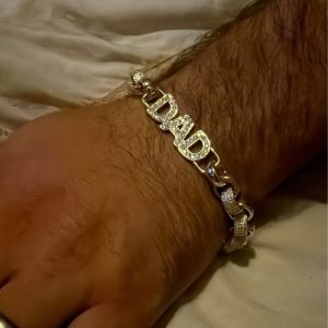 12mm iced out Dad bracelet - 9ct gold filled