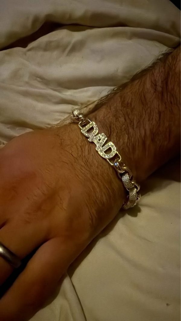 12mm iced out Dad bracelet - 9ct gold filled